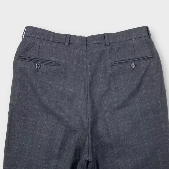 John W Nordstrom Loro Piana Suit Mens 40R 34x29 Windowpane Check Charcoal Wool - Picture 14 of 16
